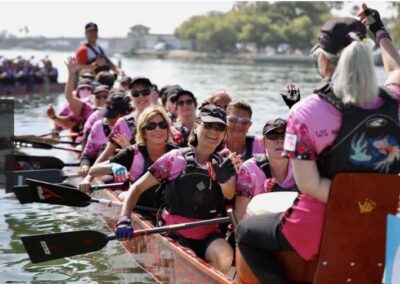 LA pink dragons boat racing